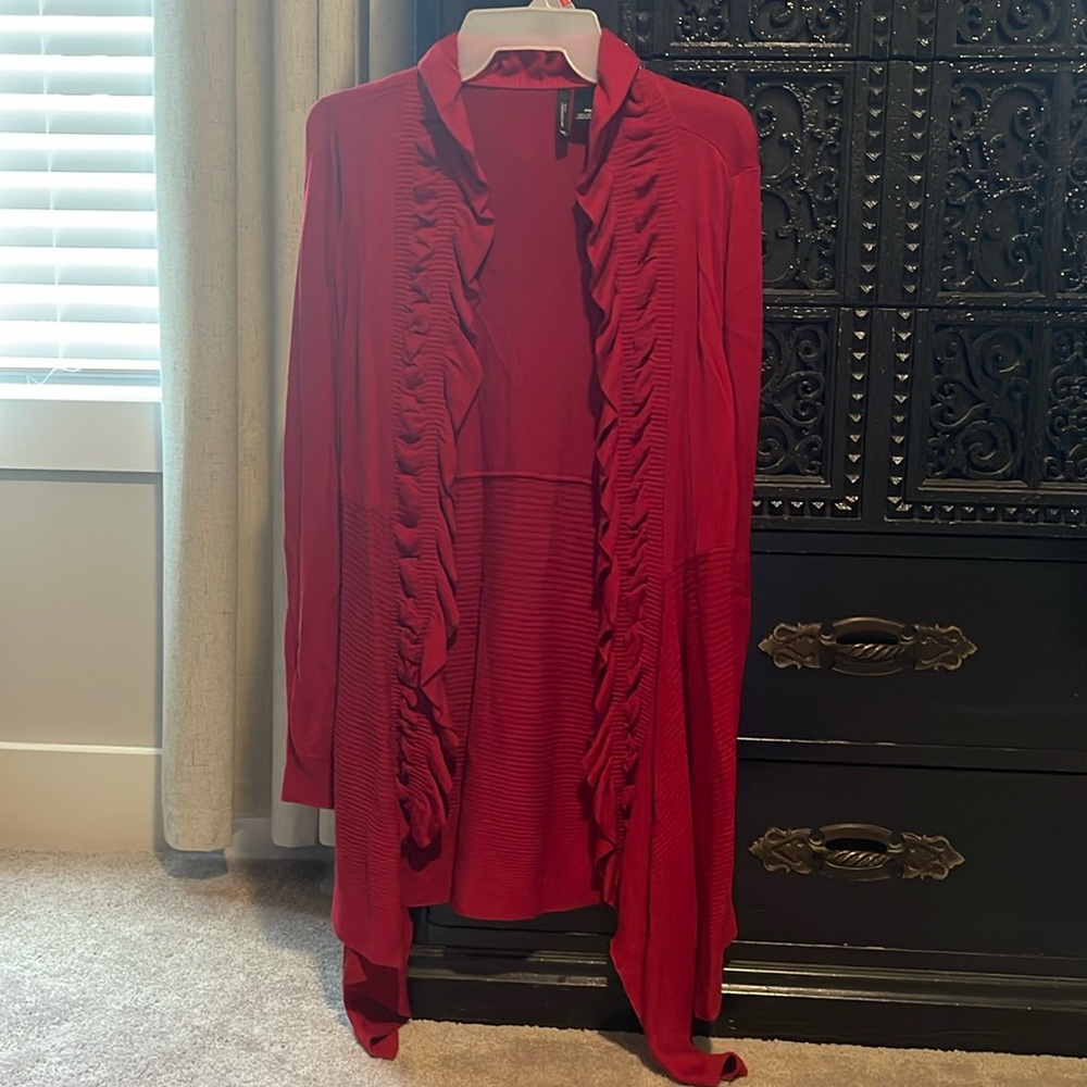 Red cardigan